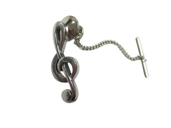 Silver Toned Textured Treble Musical Note Tie Tack
