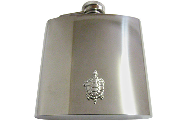 Silver Toned Textured Turtle Tortoise 6 Oz. Stainless Steel Flask