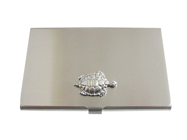 Silver Toned Textured Turtle Tortoise Business Card Holder