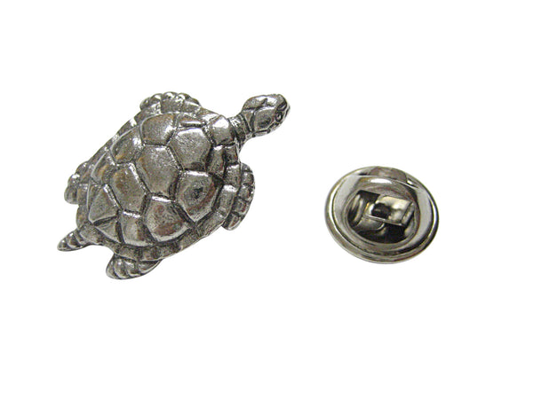 Silver Toned Textured Turtle Tortoise Lapel Pin