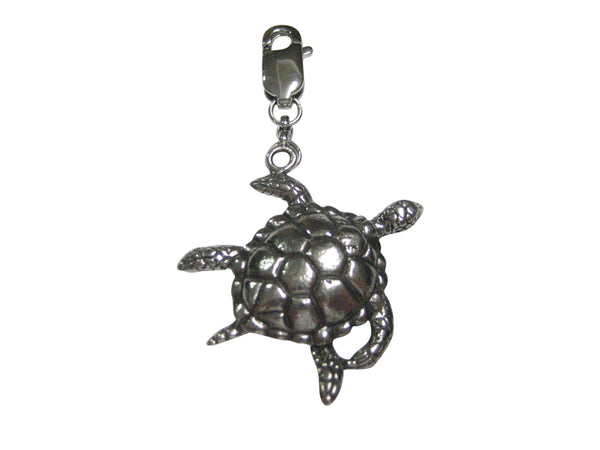 Silver Toned Textured Turtle Tortoise Pendant Zipper Pull Charm