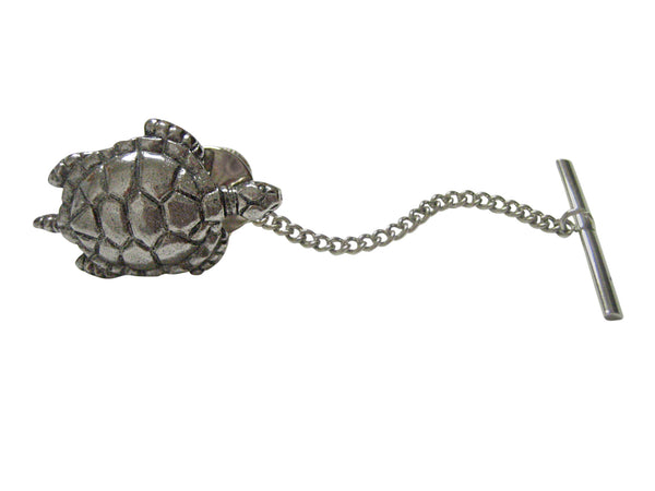 Silver Toned Textured Turtle Tortoise Tie Tack