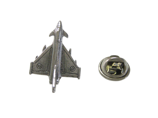 Silver Toned Textured Typhoon Jet Fight Plane Lapel Pin