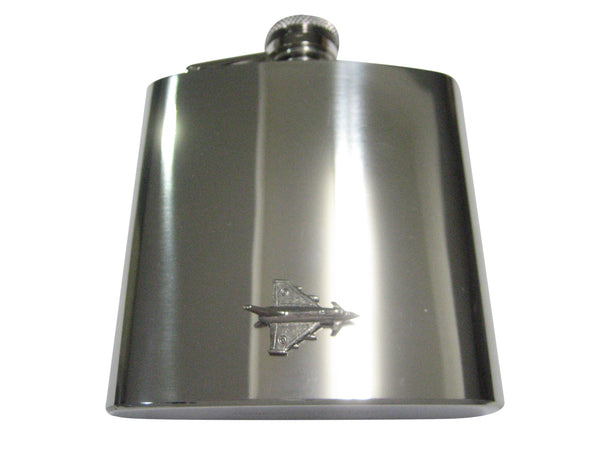 Silver Toned Textured Typhoon Jet Fighter Plane 6oz Flask