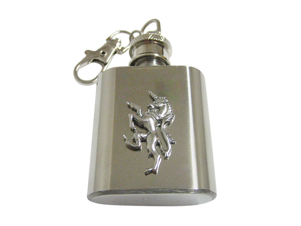 Silver Toned Textured Unicorn 1 Oz. Stainless Steel Key Chain Flask