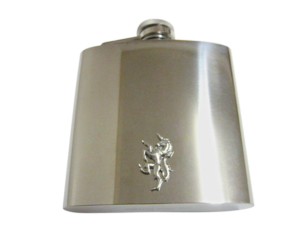 Silver Toned Textured Unicorn 6 Oz. Stainless Steel Flask