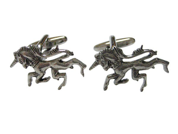 Silver Toned Textured Unicorn Cufflinks