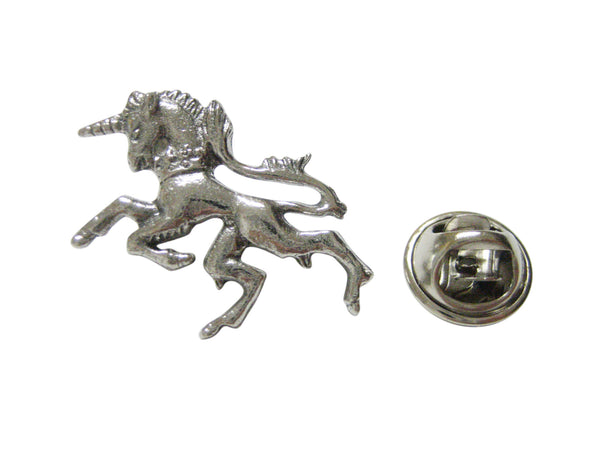 Silver Toned Textured Unicorn Lapel Pin