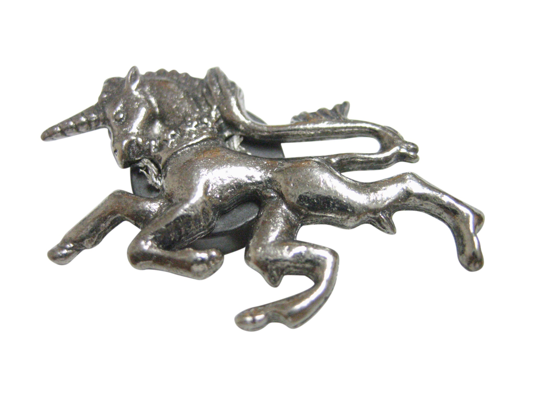 Silver Toned Textured Unicorn Magnet