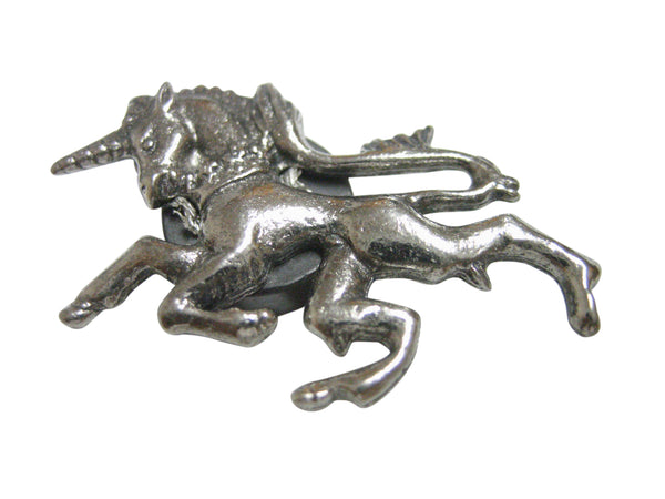 Silver Toned Textured Unicorn Magnet