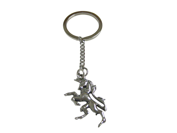 Silver Toned Textured Unicorn Pendant Keychain