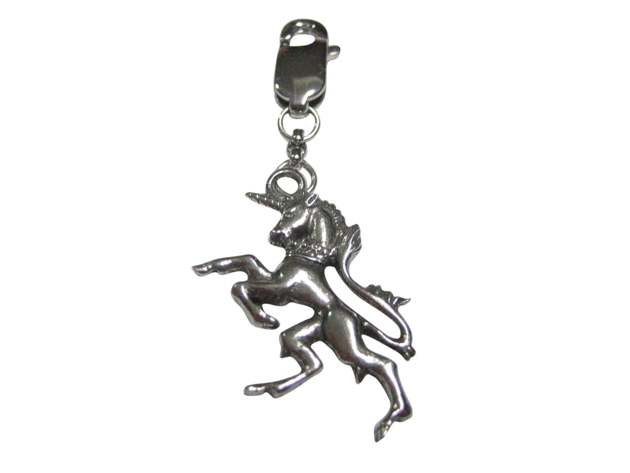 Silver Toned Textured Unicorn Pendant Zipper Pull Charm