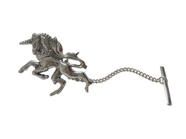 Silver Toned Textured Unicorn Tie Tack