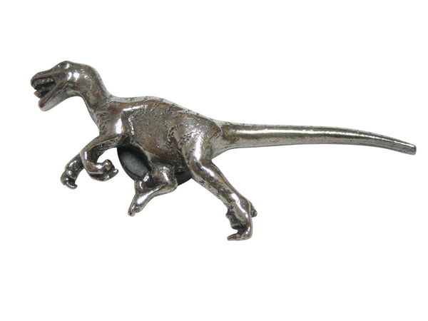 Silver Toned Textured Velociraptor Raptor Dinosaur Pendant Magnet