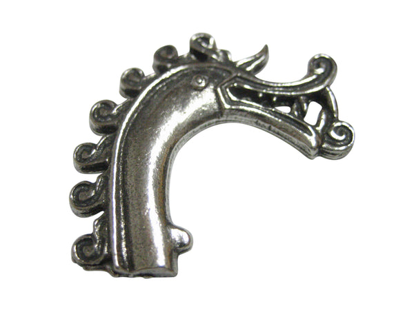 Silver Toned Textured Viking Dragon Head Pendant Magnet