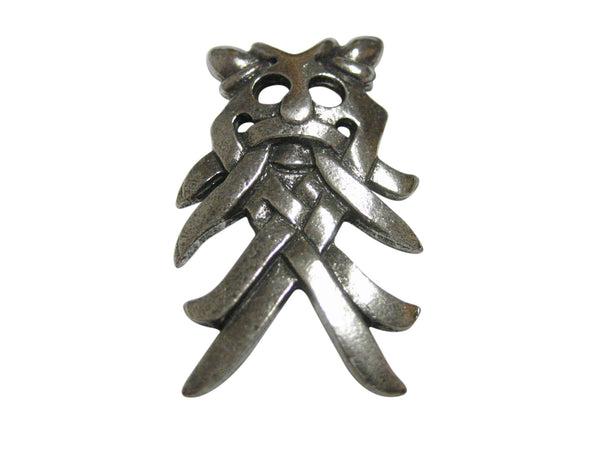 Silver Toned Textured Viking Odin Mask Magnet