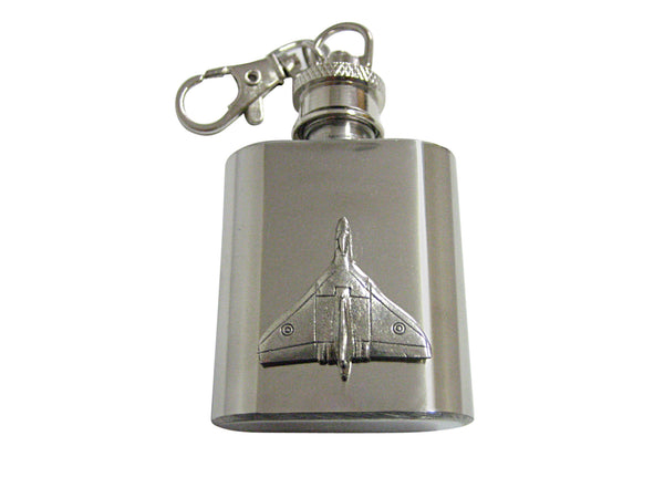 Silver Toned Textured Vulcan Plane 1 Oz. Stainless Steel Key Chain Flask