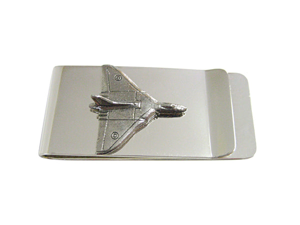 Silver Toned Textured Vulcan Plane Money Clip