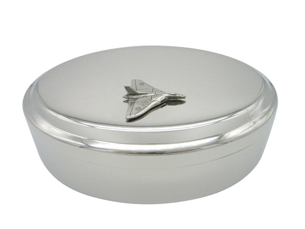 Silver Toned Textured Vulcan Plane Pendant Oval Trinket Jewelry Box