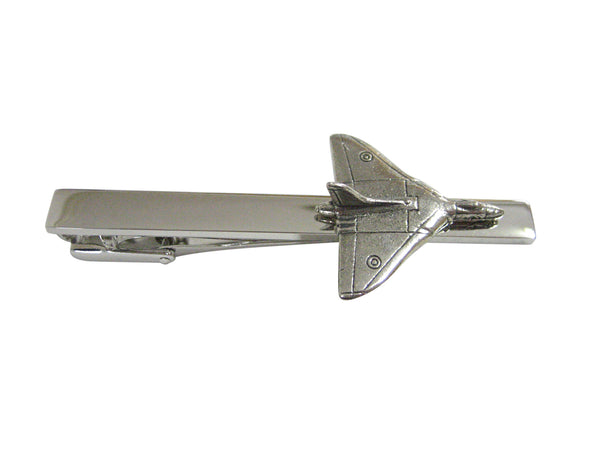 Silver Toned Textured Vulcan Plane Square Tie Clip