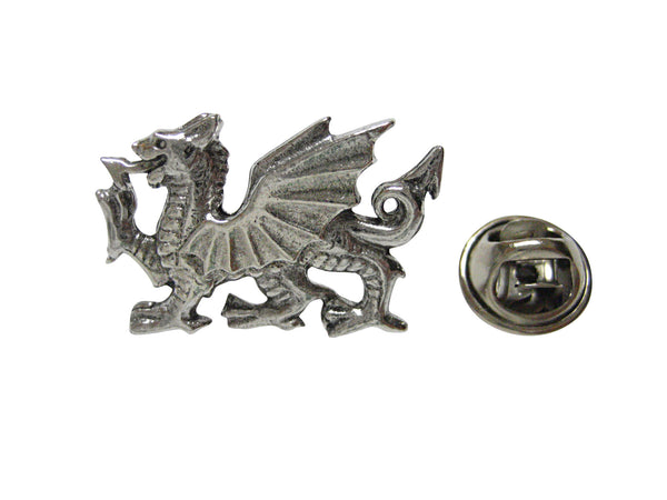 Silver Toned Textured Welsh Dragon Lapel Pin