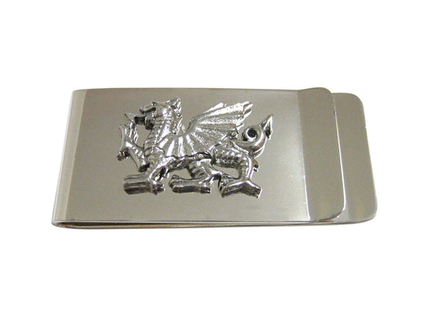 Silver Toned Textured Welsh Dragon Money Clip