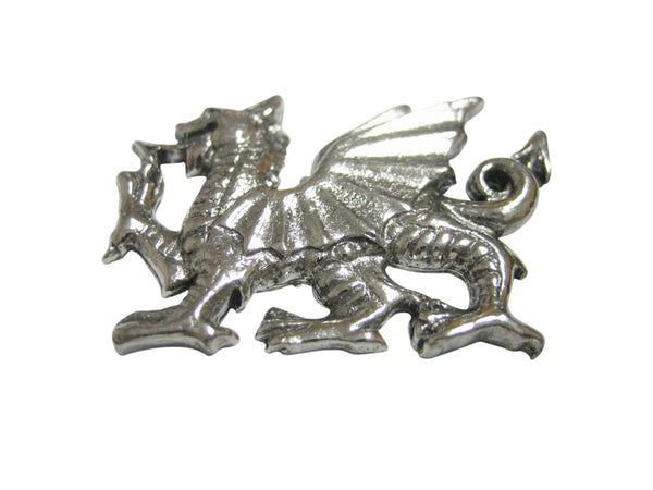 Silver Toned Textured Welsh Dragon Pendant Magnet