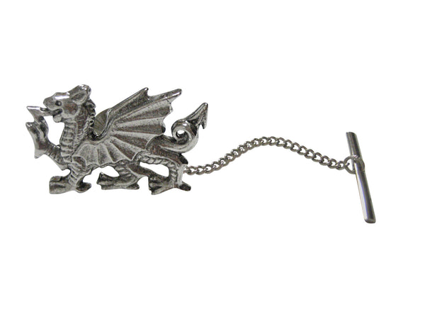 Silver Toned Textured Welsh Dragon Tie Tack