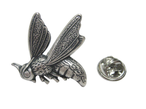 Silver Toned Textured Yellow Jacket Bee Bug Insect Lapel Pin