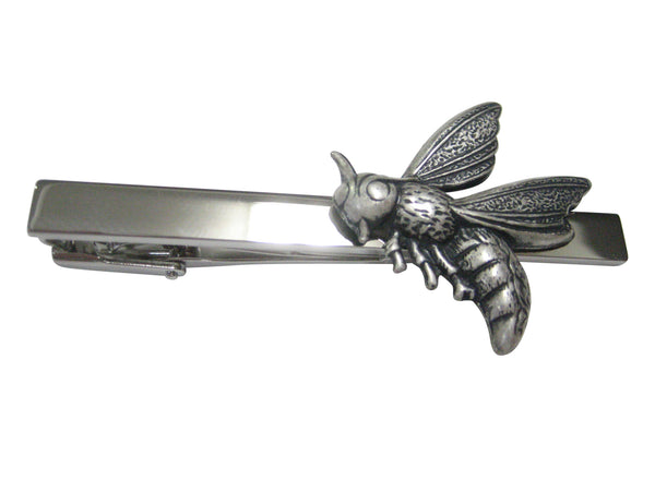 Silver Toned Textured Yellow Jacket Bee Bug Insect Tie Clip