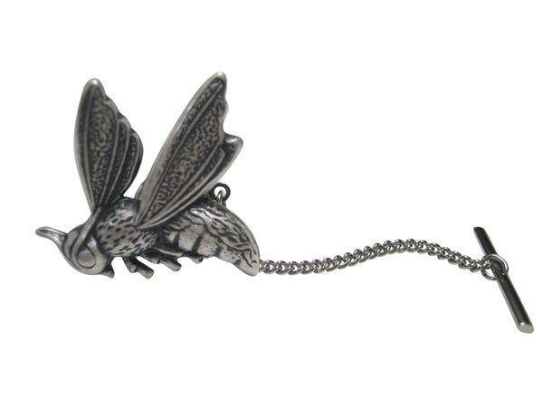 Silver Toned Textured Yellow Jacket Bee Bug Insect Tie Tack