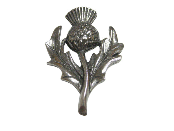 Silver Toned Thistle Flower Plant Magnet