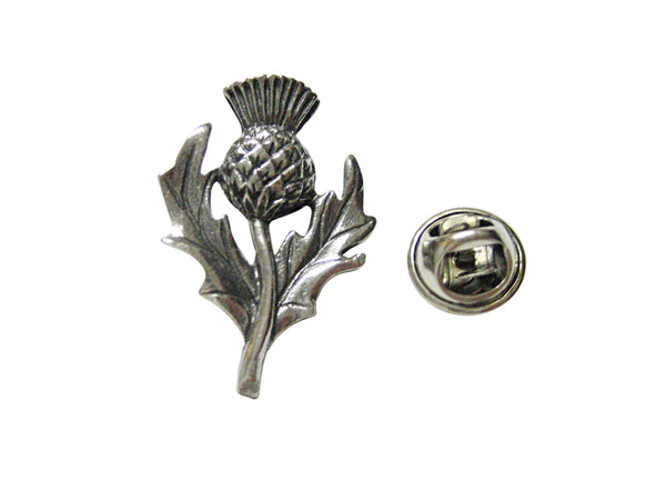 Silver Toned Thistle Plant Lapel Pin