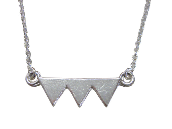 Silver Toned Geometric Three Triangle Design Pendant Necklace