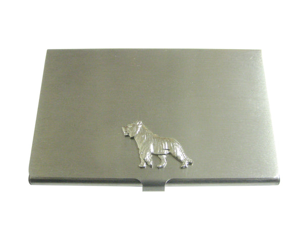 Silver Toned Tiger Pendant Business Card Holder