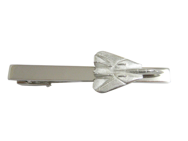 Silver Toned Tomcat Fighter Plane Square Tie Clip