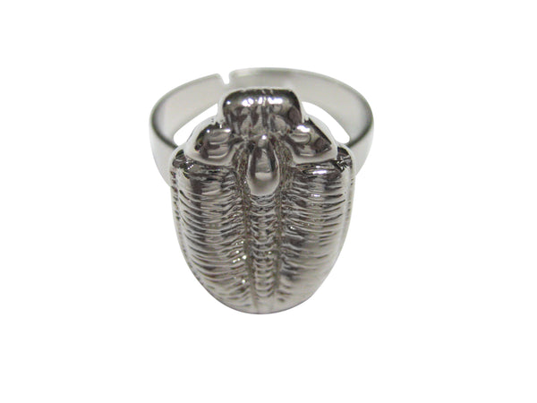 Silver Toned Trilobite Design Adjustable Size Fashion Ring