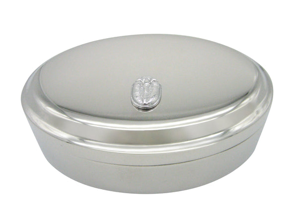 Silver Toned Trilobite Design Pendant Oval Trinket Jewelry Box