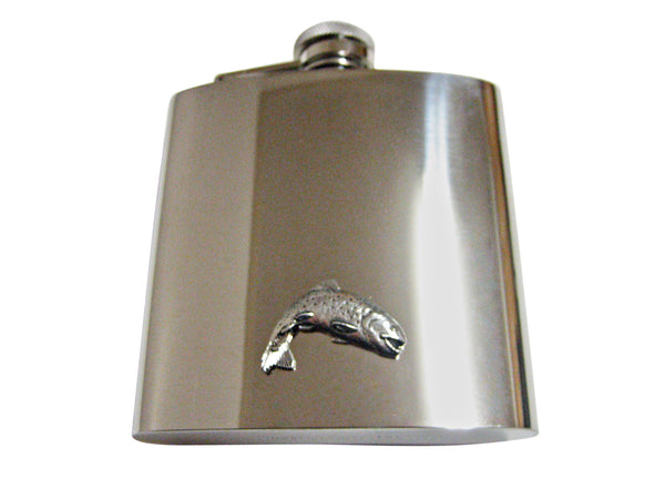 Silver Toned Trout Salmon 6 Oz. Stainless Steel Flask