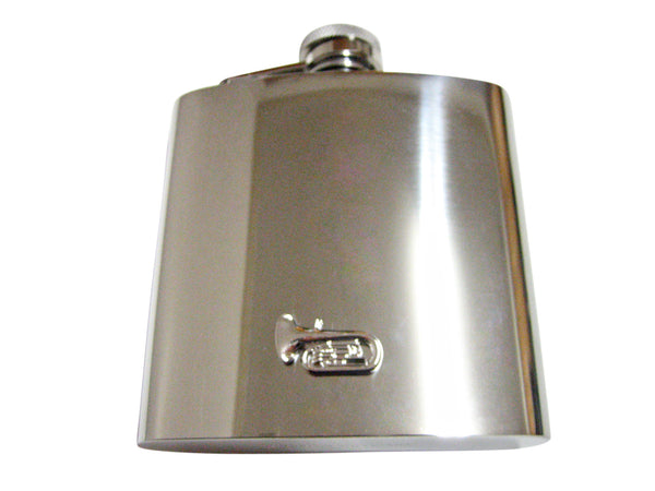 Silve Toned Tuba Music Instrument 6 Oz. Stainless Steel Flask