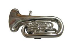 Silver Toned Tuba Music Instrument Magnet