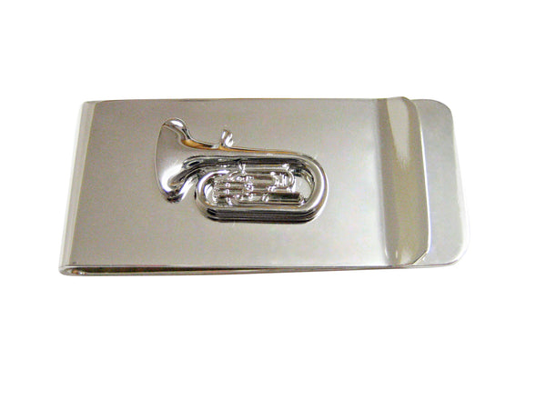 Silver Toned Tuba Music Instrument Money Clip