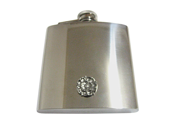 Silver Toned Tudor Rose 6 Oz. Stainless Steel Flask