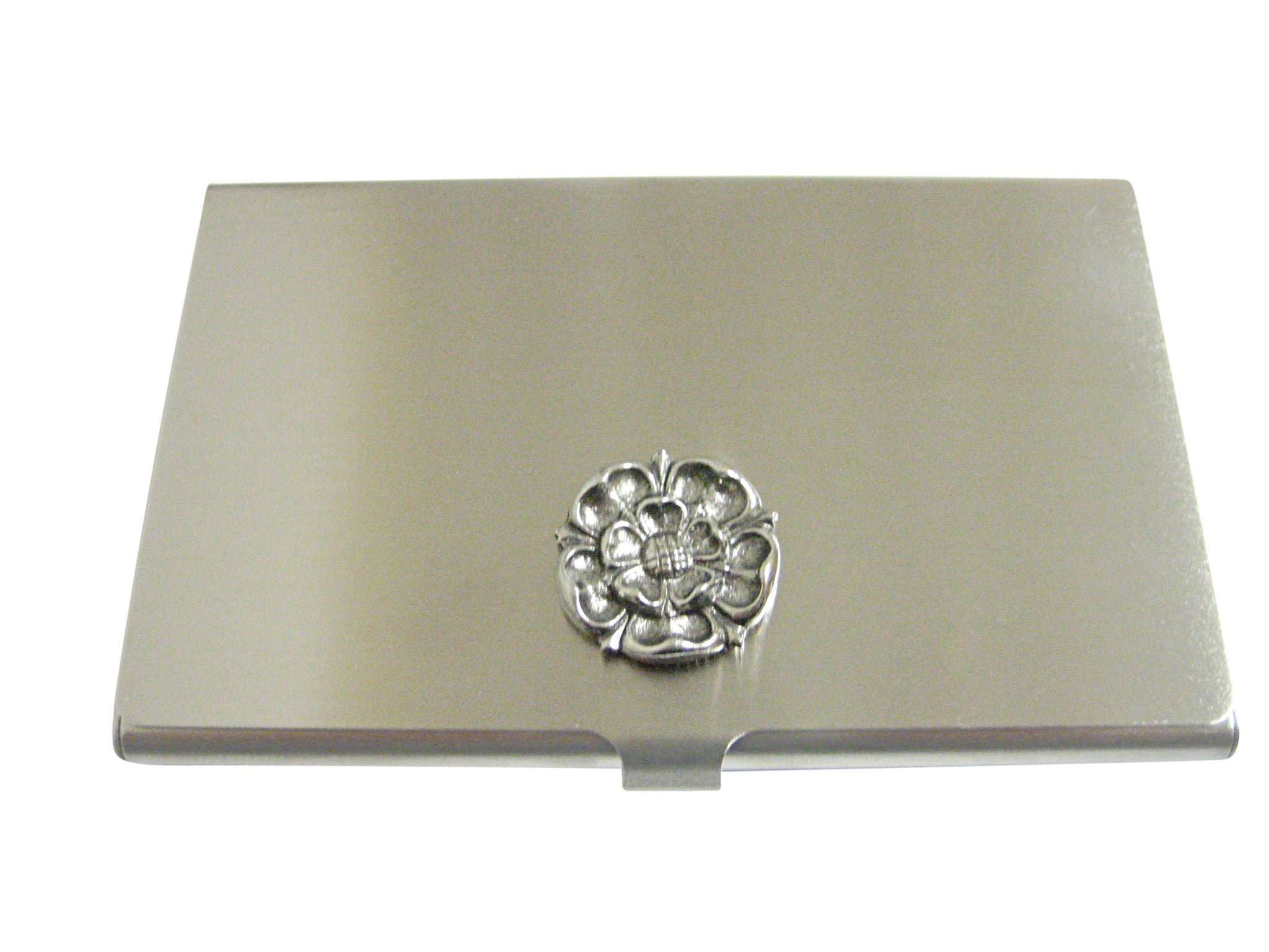 Silver Toned Tudor Rose Business Card Holder