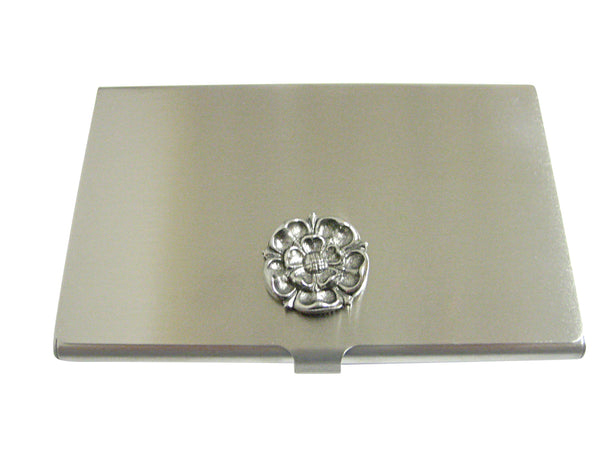 Silver Toned Tudor Rose Business Card Holder