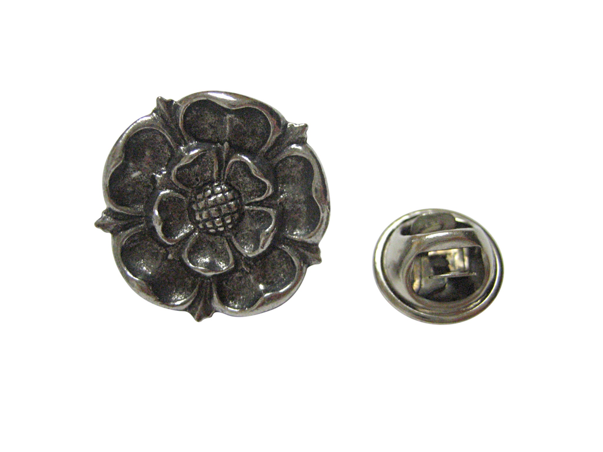Silver Toned Tudor Rose Lapel Pin