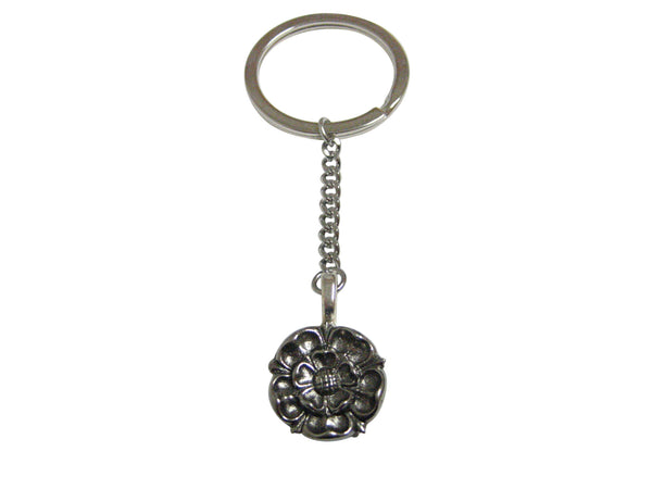 Silver Toned Tudor Rose Pendant Keychain