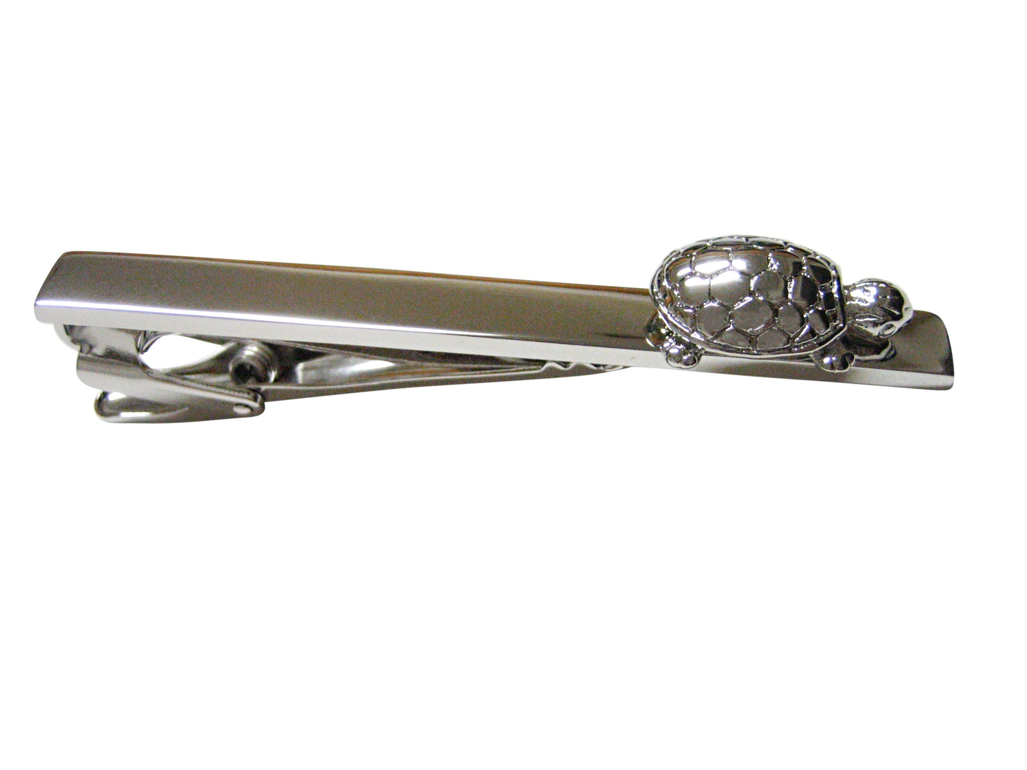 Silver Toned Turtle Tortoise Square Tie Clip