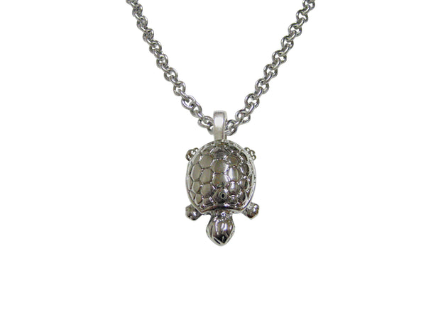 Silver Toned Turtle Tortoise Pendant Necklace