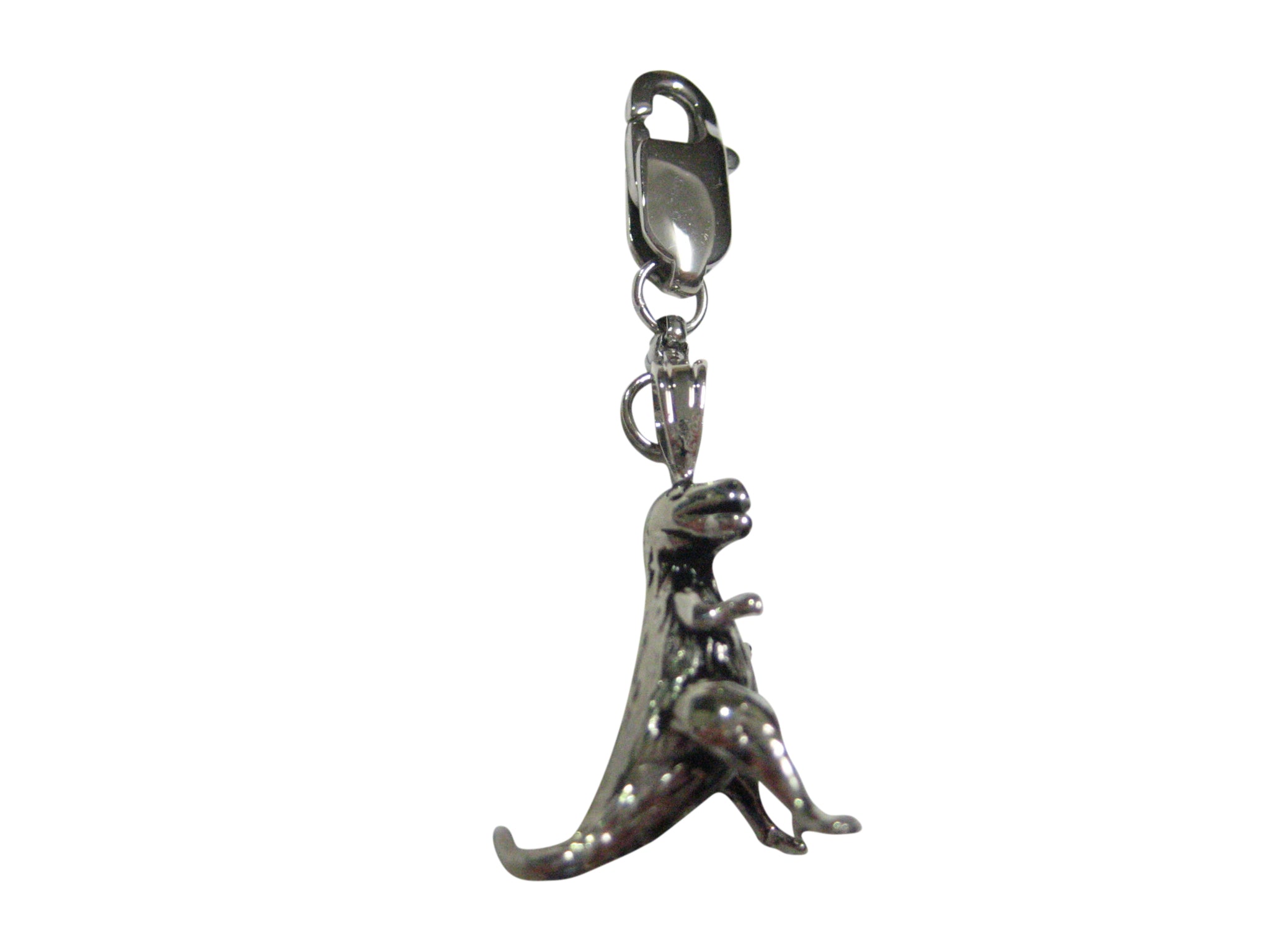Silver Toned Tyrannosaurus Rex Dinosaur Pendant Zipper Pull Charm